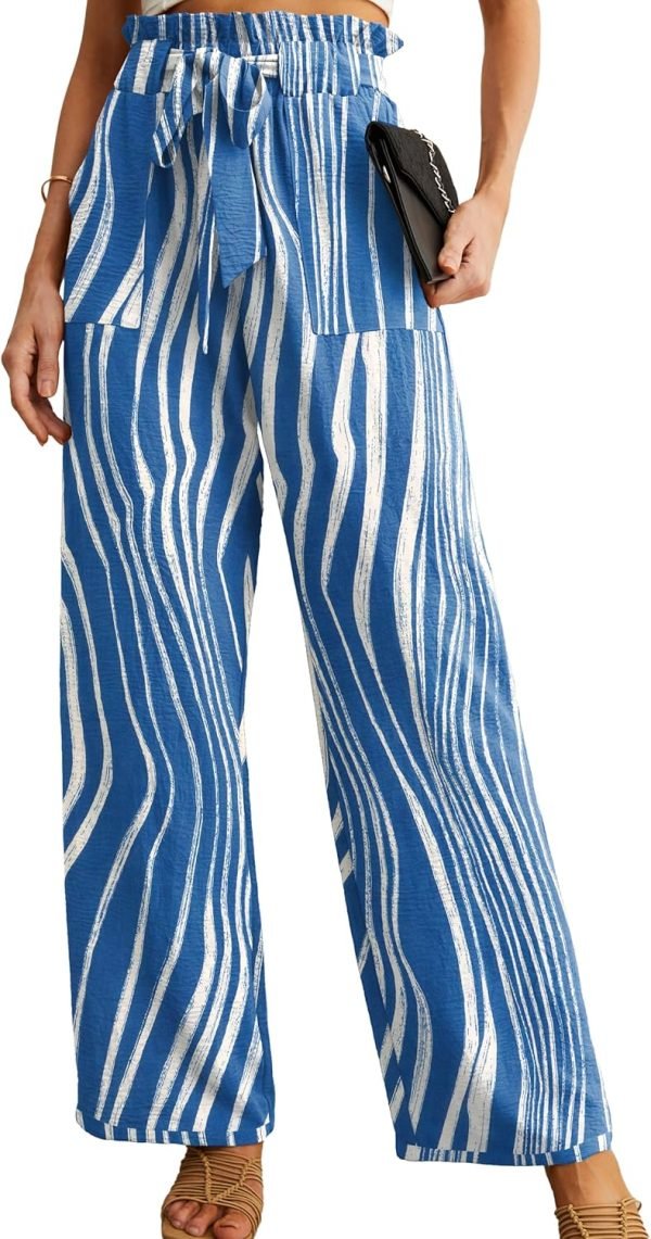 Jngrtsyjvip FashionI  Women's Wide Leg Pants with Pockets High Waist Adjustable Knot Loose Casual Trousers Business Work Casual Pants