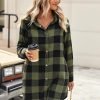 Jngrtsyjvip Fashion   Flannel for Women 2024 Fall Fashion Long Sleeve Plaid Button Down Shirts Shacket Blouse Top with Pockets