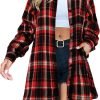 Jngrtsyjvip Fashion   Women's Button Down Flannel Shirts Plaid Shacket Long Sleeve Collared Long Jacket Coats