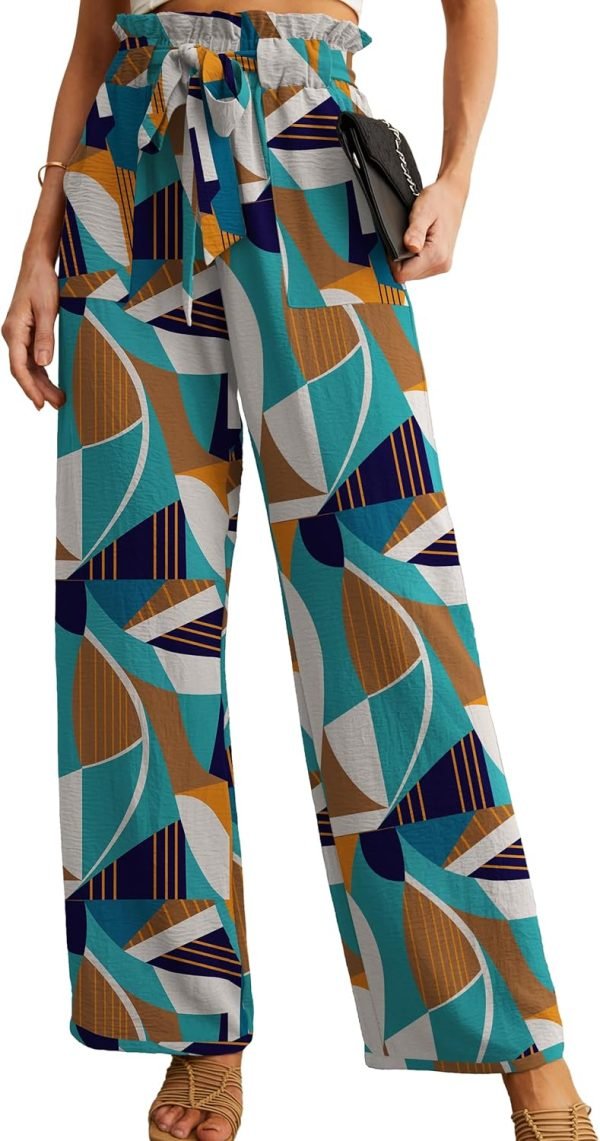 Jngrtsyjvip FashionI  Women's Wide Leg Pants with Pockets High Waist Adjustable Knot Loose Casual Trousers Business Work Casual Pants