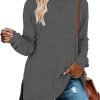 Jngrtsyjvip Fashion  Womens Casual Long Sleeve T Shirts Casual Blouses Trendy Tops Side Split Tunics