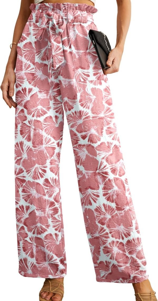 Jngrtsyjvip FashionI  Women's Wide Leg Pants with Pockets High Waist Adjustable Knot Loose Casual Trousers Business Work Casual Pants