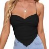 Jngrtsyjvip Fashion Women's Criss Cross Backless Strappy Asymmetrical Hem Crop Cami Top