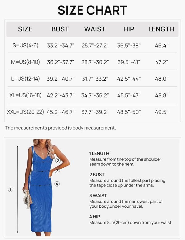 Jngrtsyjvip Fashion  Womens 2024 Summer V Neck Knit Midi Dress Bodycon Sleeveless Ribbed Sweater Dresses