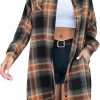 Jngrtsyjvip Fashion   Women's Button Down Flannel Shirts Plaid Shacket Long Sleeve Collared Long Jacket Coats