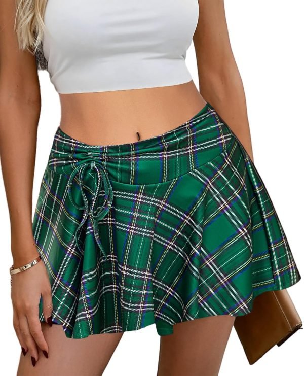 Jngrtsyjvip Fashion  Mini Skirt for Women Pleated Drawstring High Waist Skater Skirt Sexy Lingerie Skirts S-XXL