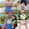 Jngrtsyjvip FashionWomen's Cute High Waist Ruffle Mini Skirt Layered Ruffle Hem Flared Flowy Casual Swing Beach Mini Short Skirt