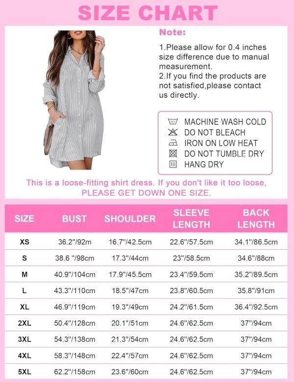 81x6XdnerKL._AC_SL1500 Jngrtsyjvip Fashion Womens Button Down Shirt Dresses with Pockets Cotton Striped Shirts Collared Tunics Long Sleeve High Low Blouse Tops