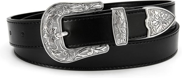 Jngrtsyjvip FashionWomens Western Belt - 1.1" CR Cowboy Belt Leather Belt Women - Country Belts For Women Waist Belt For Women Fashion