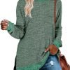 81yNwEJDIVL._AC_SL1500 Jngrtsyjvip Fashion Womens Crewneck Pullovers Color Block Long Sleeve Side Split Tunic Tops